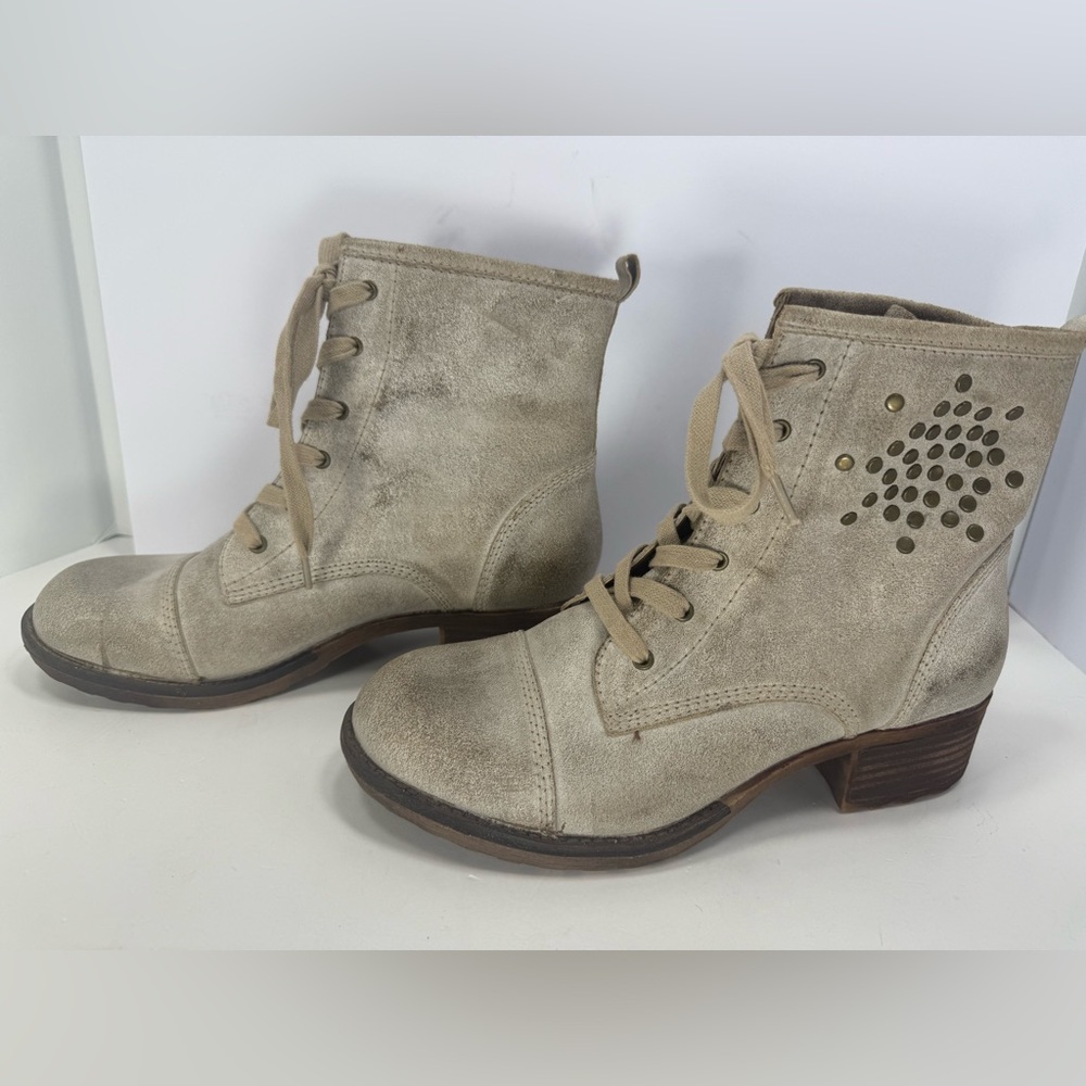 Bare Traps Stone Color Distressed Leather Ankle Boots